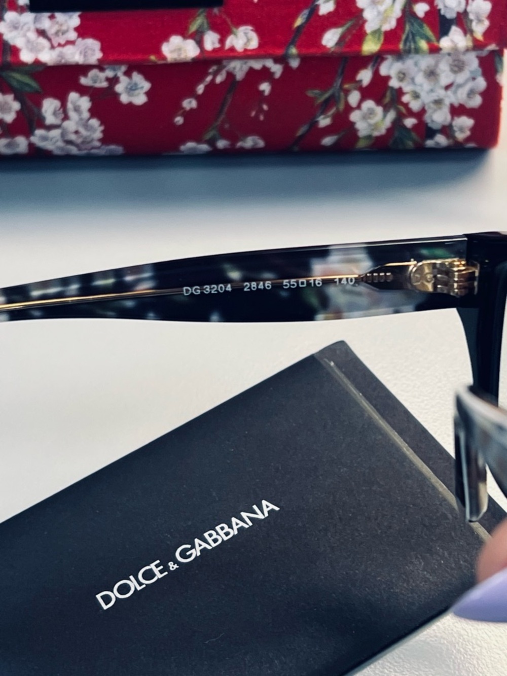 Dolce & Gabbana Black Cat-Eye Glasses with Floral Case - Picture 5 of 7
